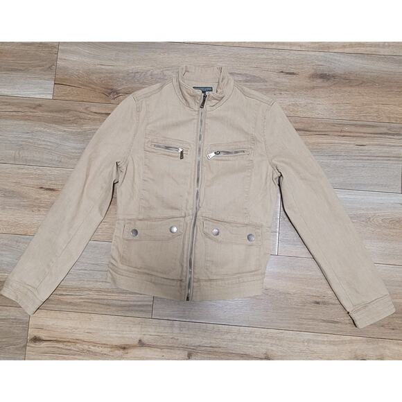 Lauren Ralph Lauren Denim Trucker Jacket Size M Women's Jean Polo Blue Button - Picture 1 of 8